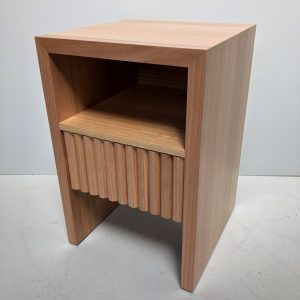 Tasmanian Oak bedside chests with fluted draw front